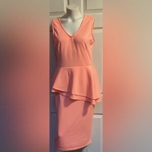 Deep Peach Peplum Dress Easy Pretty